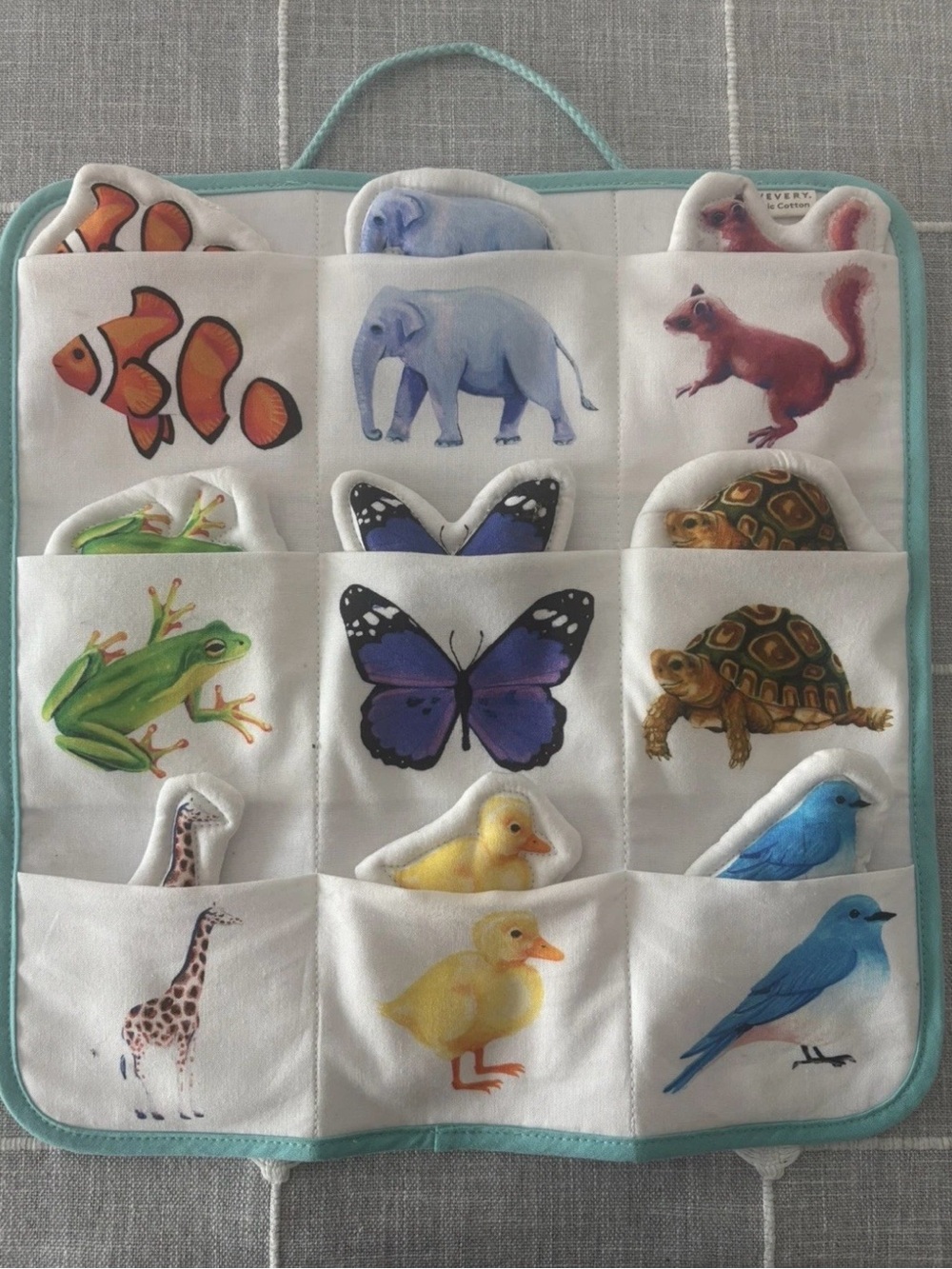 Lovevery Quilted Critter Pockets The Realist Play Kit  Matching Game Plush Board